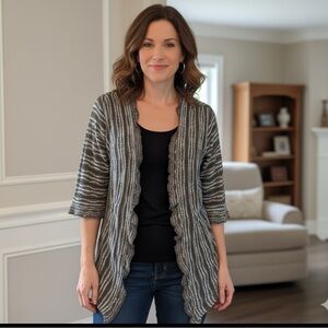 Vintage Nik&Zoe Striped Frills Knitted Cardigan M Whimsigoth Grunge Boho